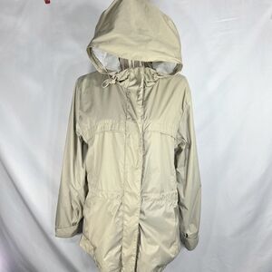 athletech Beige Full Zip w/Hook & Loop Flap Hooded Jacket w/Pockets Size Large